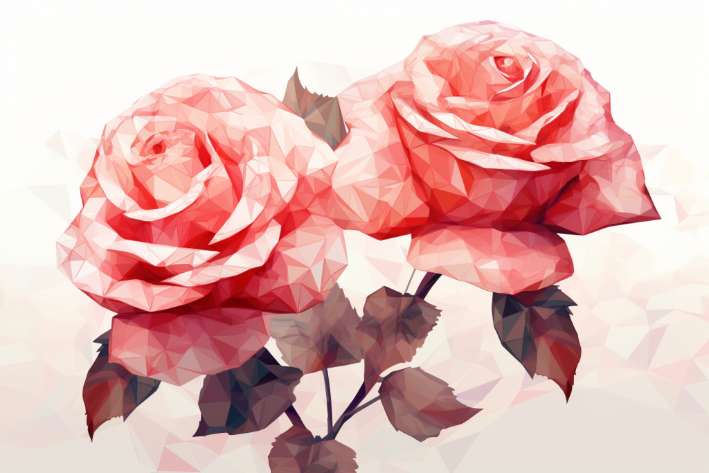 Polygonal art of Rosa damascena, or the Damask rose
